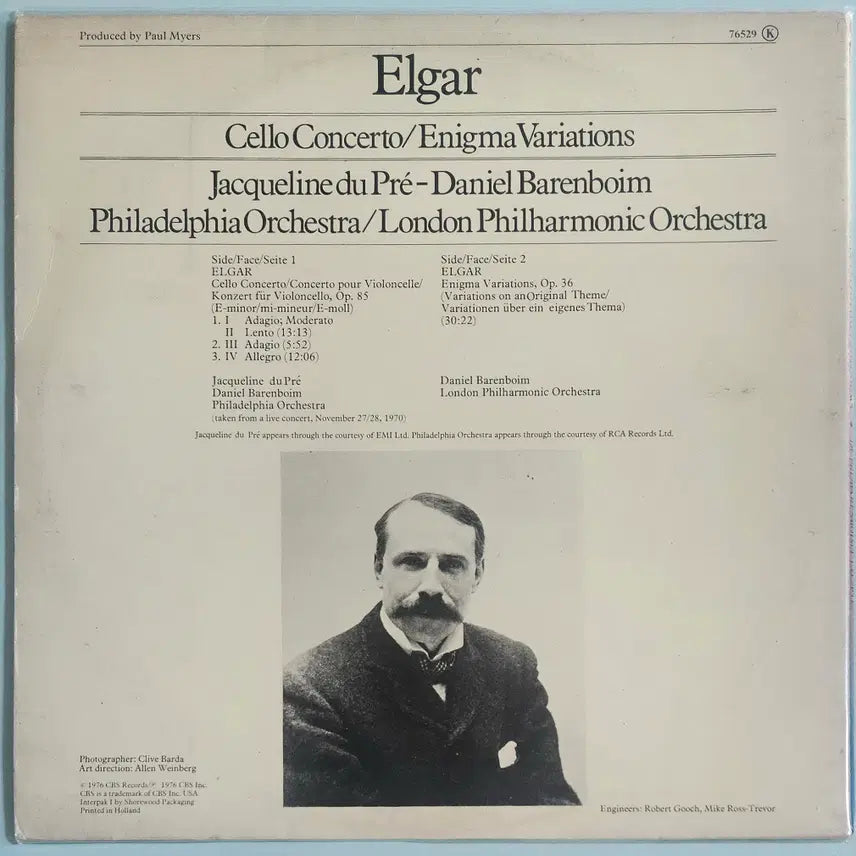 [BUNJANG] Daniel Barenboim Elgar Cello Concerto LP / LP 다니엘 바렌보임 엘가 첼로 (수입반)