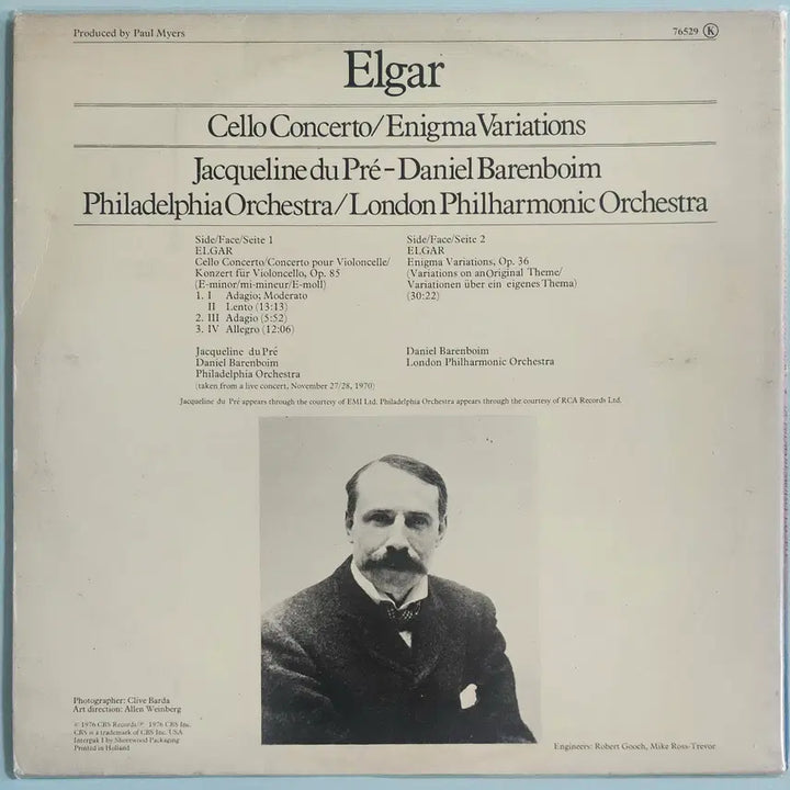 [BUNJANG] Daniel Barenboim Elgar Cello Concerto LP / LP 다니엘 바렌보임 엘가 첼로 (수입반)