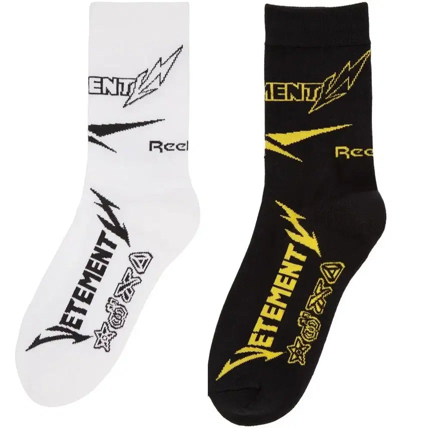 [BUNJANG] VETEMENTS Reebok Lightning Socks / VETEMENTS 베트멍 리복 화이트 블랙 번개 양말