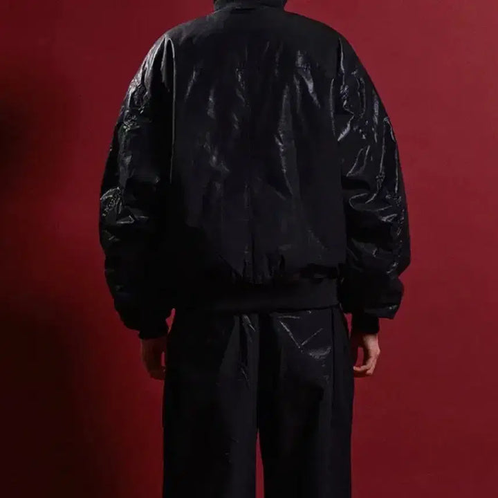 [BUNJANG] Groove Rhyme Black Bomber Jacket (M) / 그루브라임 항공점퍼 블랙 M