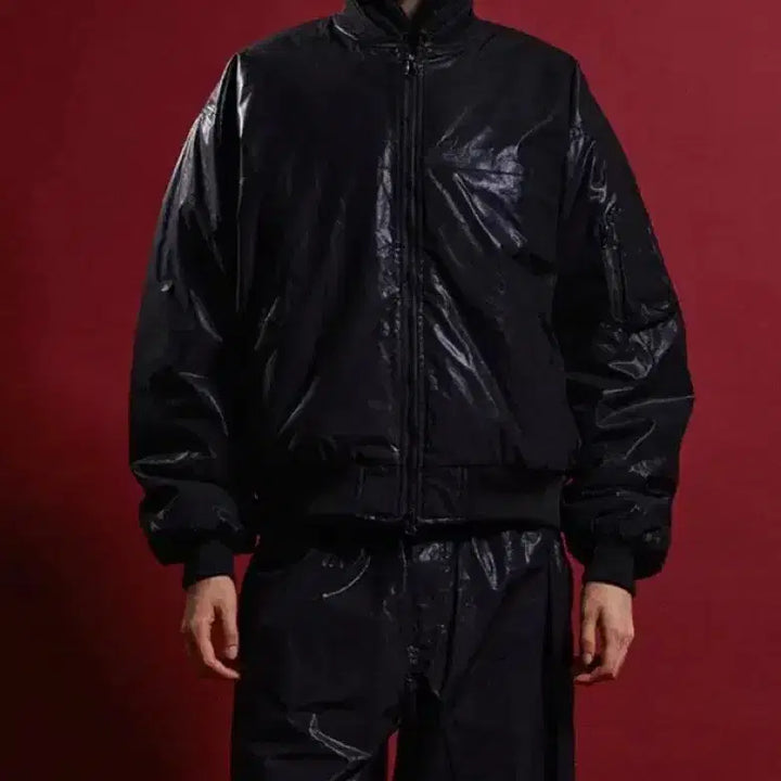[BUNJANG] Groove Rhyme Black Bomber Jacket (M) / 그루브라임 항공점퍼 블랙 M
