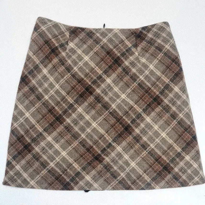 [BUNJANG] Daily Wool Check Mini Skirt / 데일리 모직체크 H라인 미니스커트 S