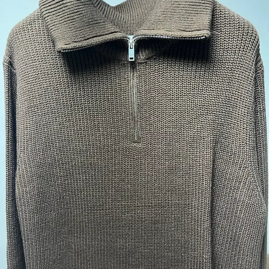 [BUNJANG] Suare Washable Half Zip-up Knit Brown / 수아레 워셔블 하프 집업 니트 브라운