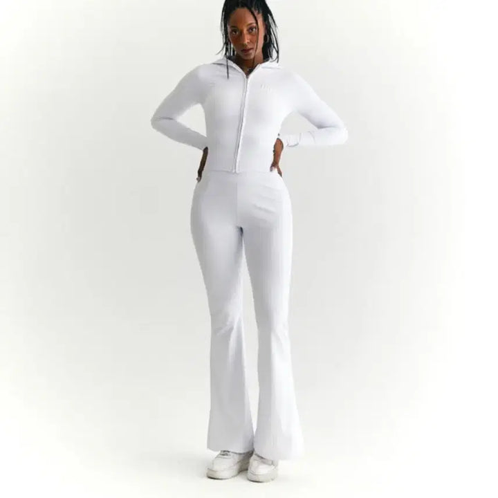 [BUNJANG] Hip Sisters Creora White Hoodie Zip-up Set / 힙시스터즈 크레오라 화이트 후드집업 세트