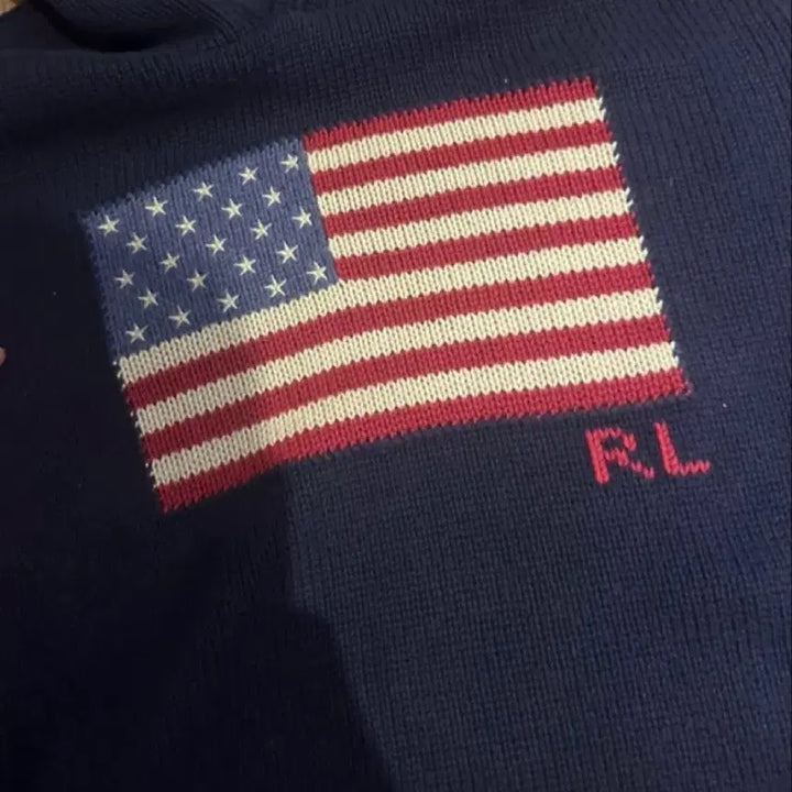 [BUNJANG] Polo US Flag Knit Hoodie / 폴로 성조기 니트 후드티 바로구매 X