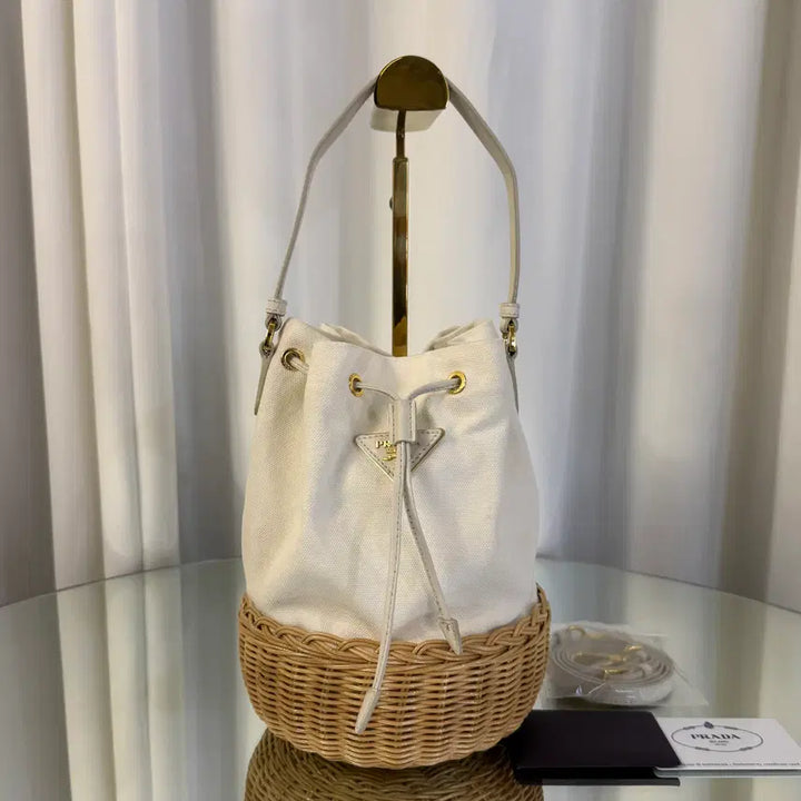 [BUNJANG] Prada Rattan Mini Bucket Crossbody Bag 1BH115 / 프라다 라탄 미니 버킷백 크로스백 1BH115