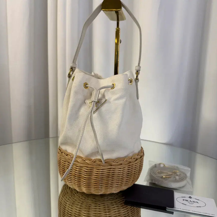 [BUNJANG] Prada Rattan Mini Bucket Crossbody Bag 1BH115 / 프라다 라탄 미니 버킷백 크로스백 1BH115
