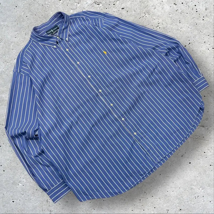 [BUNJANG] Polo Ralph Lauren Big Size Striped Shirt / [3XB] 폴로 랄프로렌 빅사이즈 스트라이프 셔츠 블루 D190
