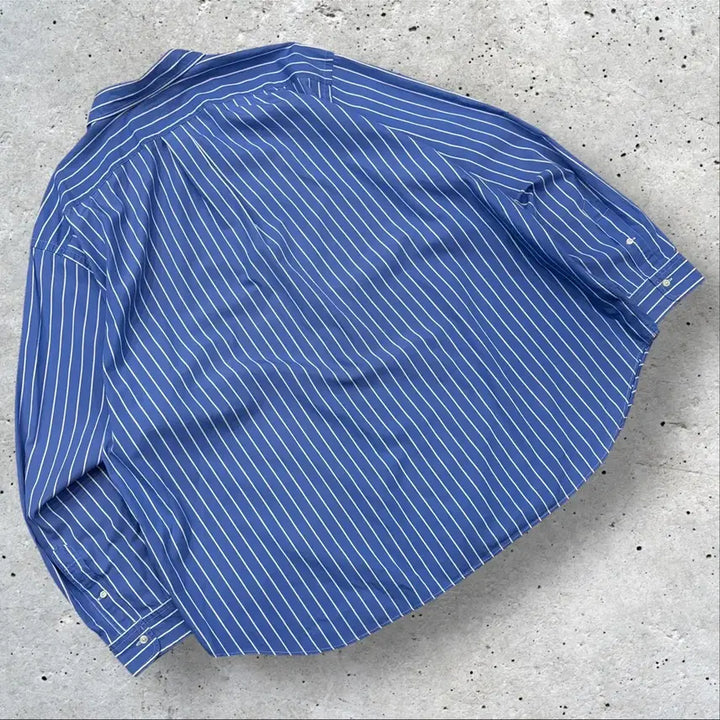 [BUNJANG] Polo Ralph Lauren Big Size Striped Shirt / [3XB] 폴로 랄프로렌 빅사이즈 스트라이프 셔츠 블루 D190