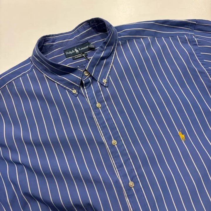 [BUNJANG] Polo Ralph Lauren Big Size Striped Shirt / [3XB] 폴로 랄프로렌 빅사이즈 스트라이프 셔츠 블루 D190
