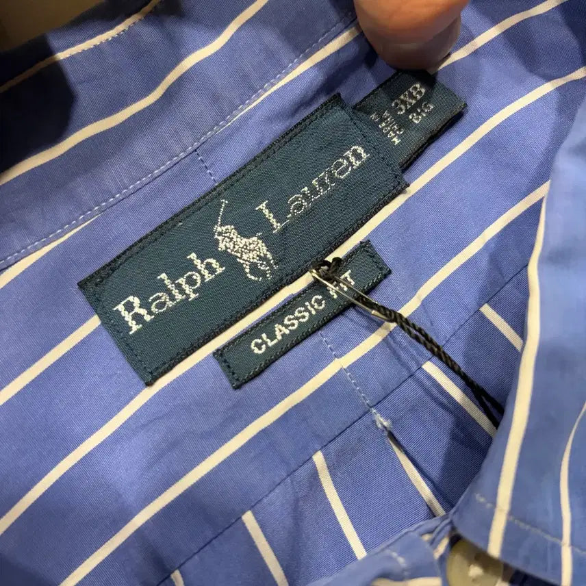 [BUNJANG] Polo Ralph Lauren Big Size Striped Shirt / [3XB] 폴로 랄프로렌 빅사이즈 스트라이프 셔츠 블루 D190