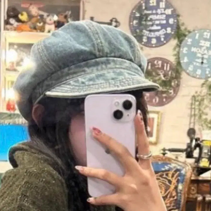 [BUNJANG] Vintage Mori Girl Denim Newsboy Cap / 빈티지 모리걸 데님 뉴스보이캡 모자