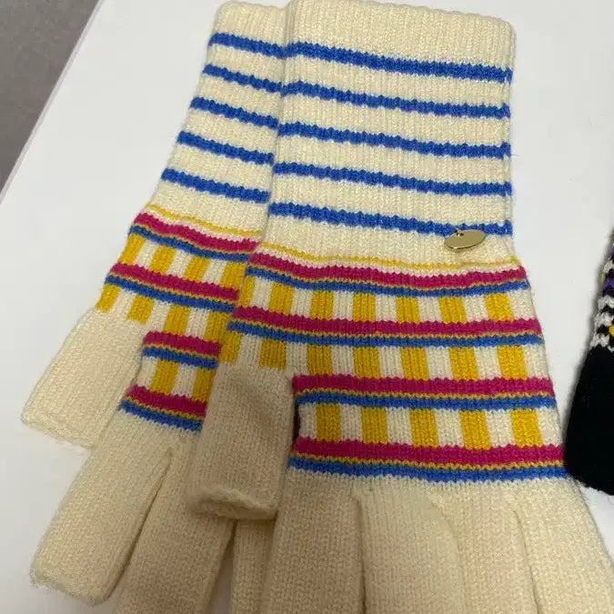 [BUNJANG] Wiggle Wiggle Colorful Knit Gloves / 위글위글.새상품 /컬러풀 니트 장갑 3종