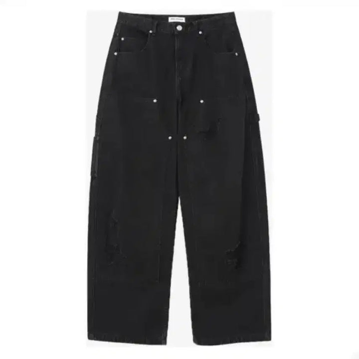 [BUNJANG] Miloarchive Washed Black Carpenter Pants / 밀로아카이브 데미지 워시드 블랙 카펜터 팬츠