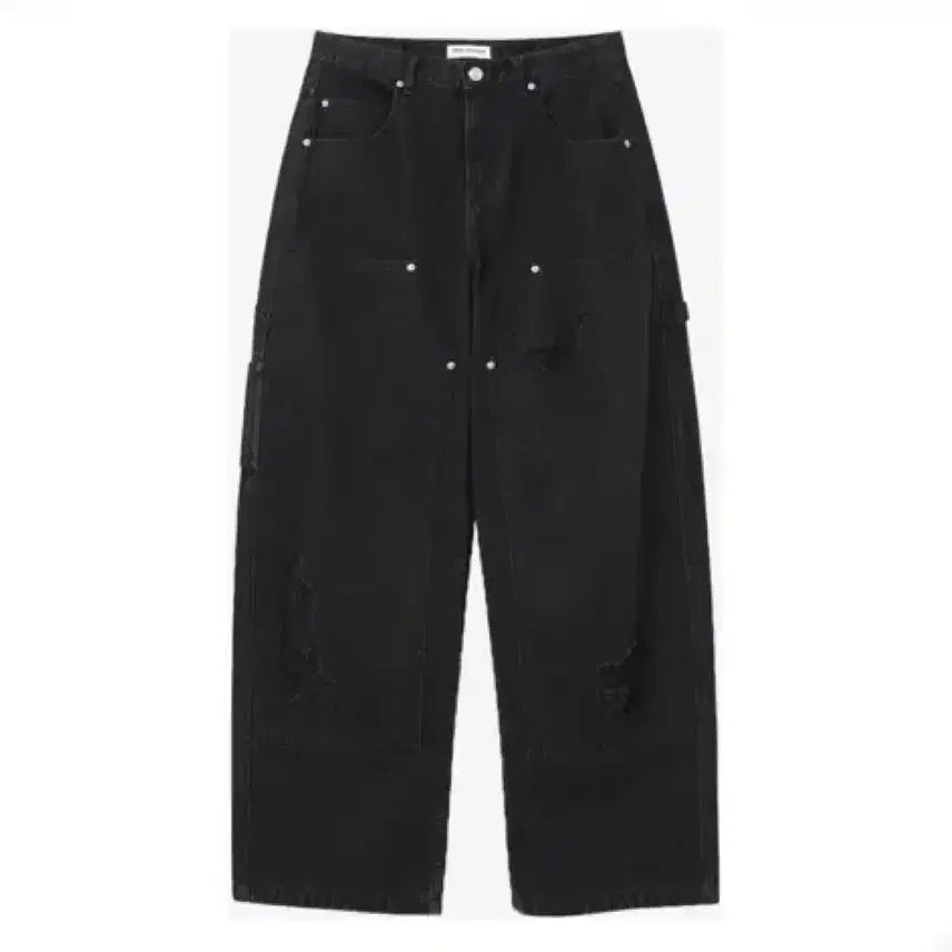 [BUNJANG] Miloarchive Washed Black Carpenter Pants / 밀로아카이브 데미지 워시드 블랙 카펜터 팬츠