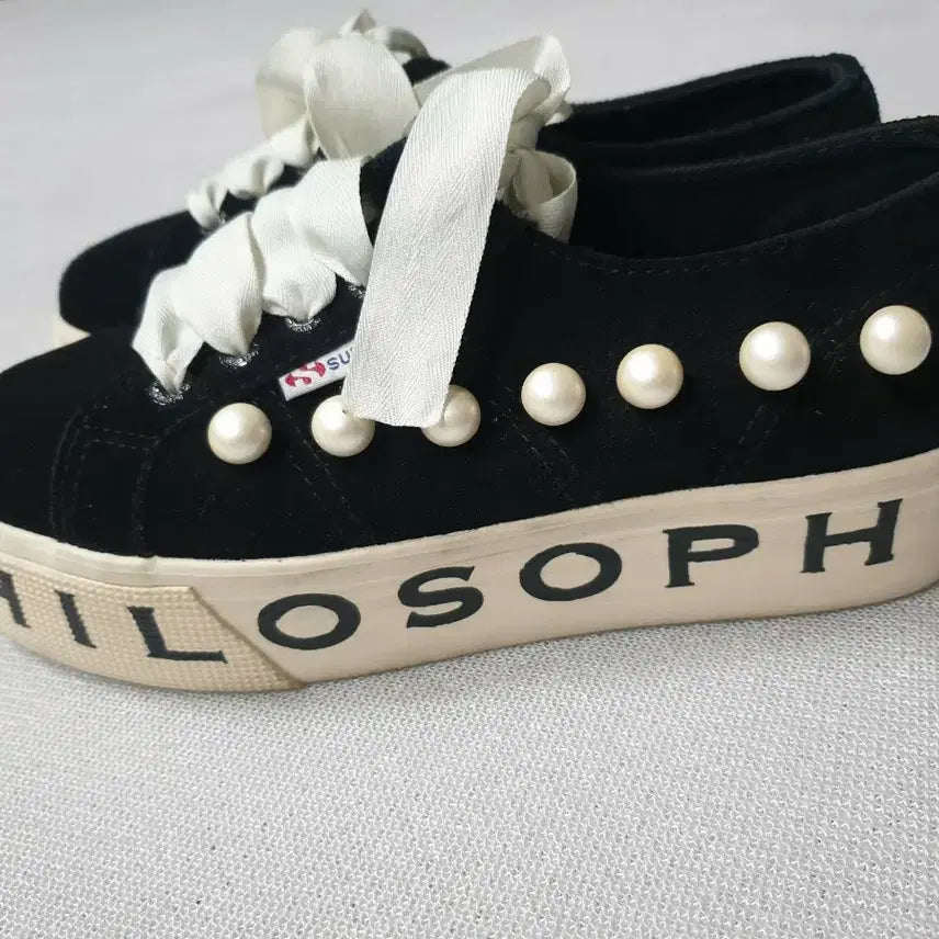 [SOLD OUT] 수페르가 Philosophy 진주 스니커즈 블랙 230