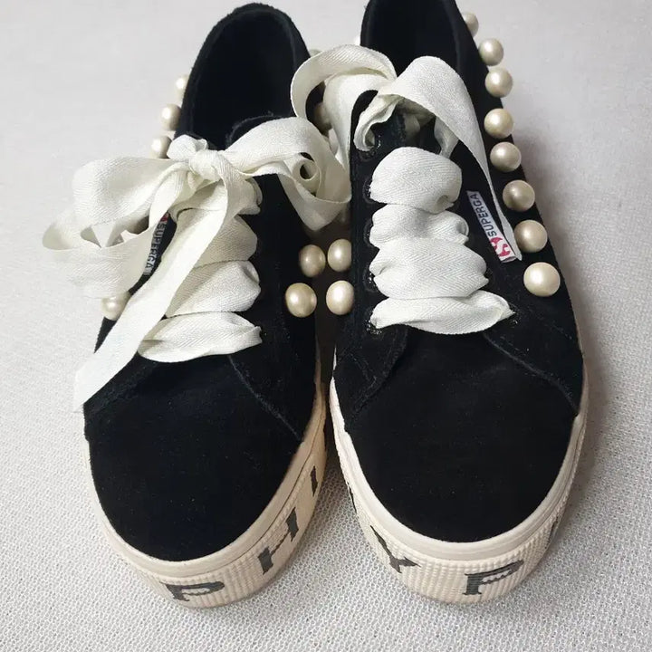 [SOLD OUT] 수페르가 Philosophy 진주 스니커즈 블랙 230