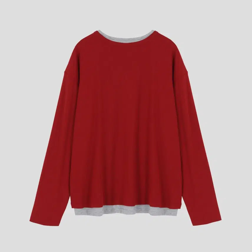 [BUNJANG] GC T5718 Double Henley-neck Sleeve T-shirt / GC T5718 Face Double Henley-neck Sleeve