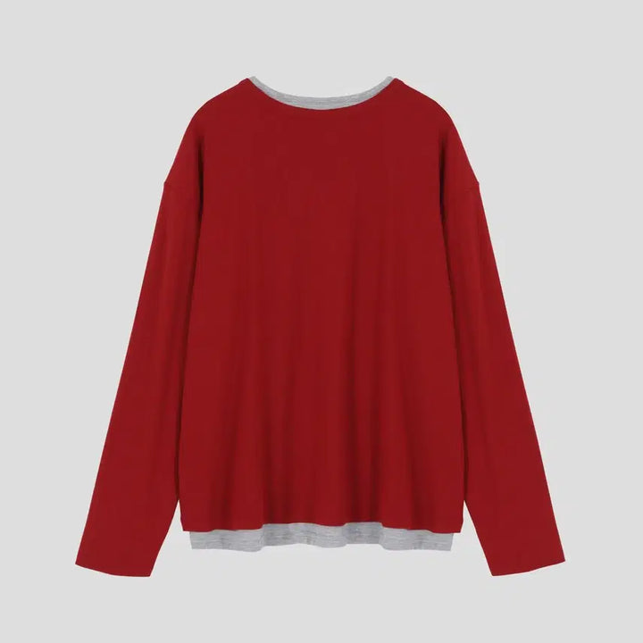 [BUNJANG] GC T5718 Double Henley-neck Sleeve T-shirt / GC T5718 Face Double Henley-neck Sleeve