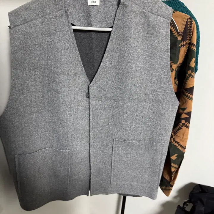 [BUNJANG] Kind Grey Wool Vest Handmade Coat / kind 그레이 울 베스트 조끼 코트 핸드메이드