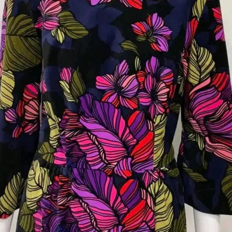 [BUNJANG] Floral Pattern Midi Dress / 플라워 패턴 원피스 칠부 소매