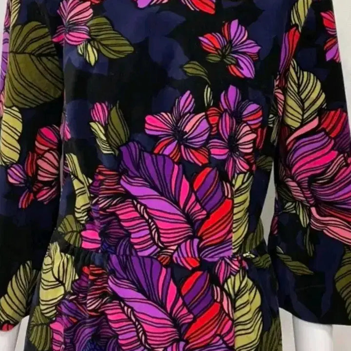 [BUNJANG] Floral Pattern Midi Dress / 플라워 패턴 원피스 칠부 소매