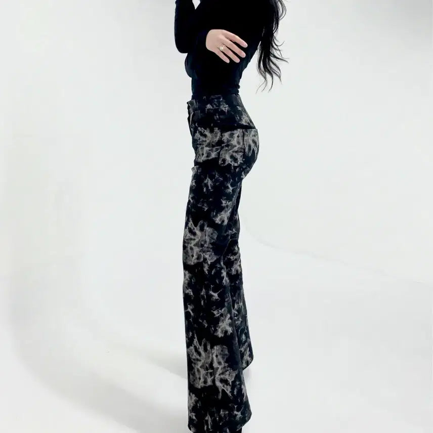 [BUNJANG] Wave Tie-dye Pants Black S / 웨이브 타이다이 팬츠 블랙 S