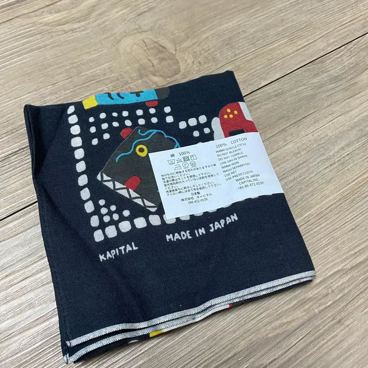 [BUNJANG] Capital Fast Color Selvedge Bandana Kachina &amp; Patchwork Rainbow Black / 캐피탈 패스트컬러 셀비지 반다나 카치나 앤 패키쉬 레인보위 블랙