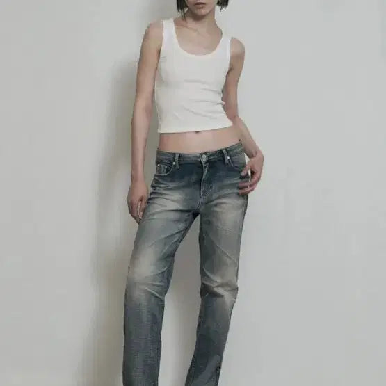 [SOLD OUT] 보헤미안서울 크럼플드 워싱 데님 팬츠 라이트블루 M