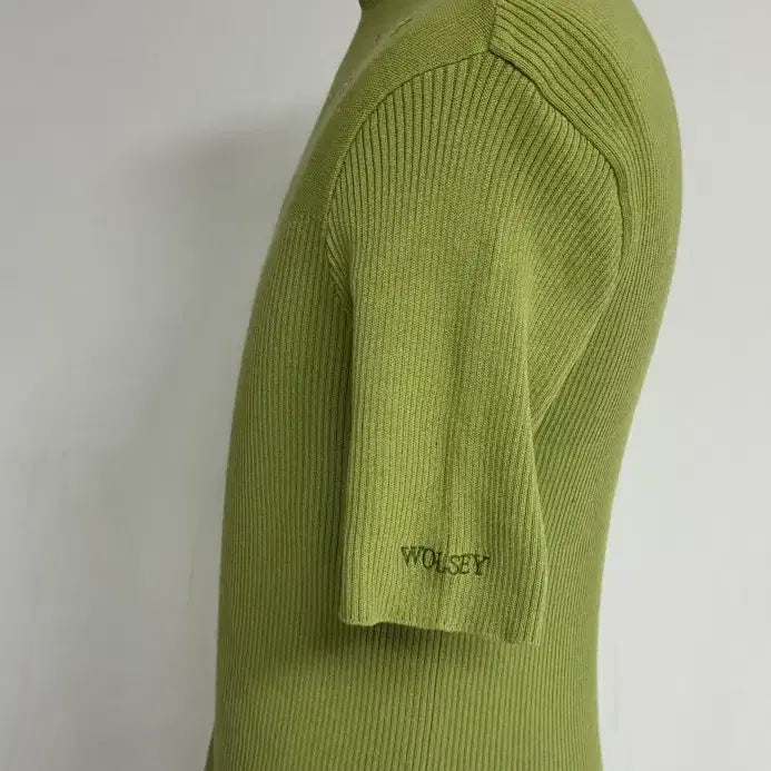 [BUNJANG] Green Ribbed Knit Punch Detail Top / 그린 골지 니트 펀칭 장식