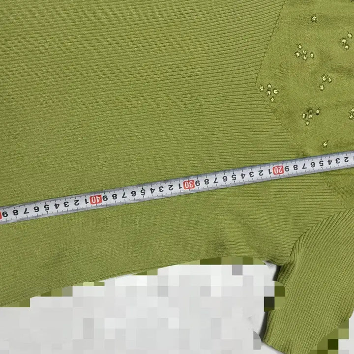 [BUNJANG] Green Ribbed Knit Punch Detail Top / 그린 골지 니트 펀칭 장식