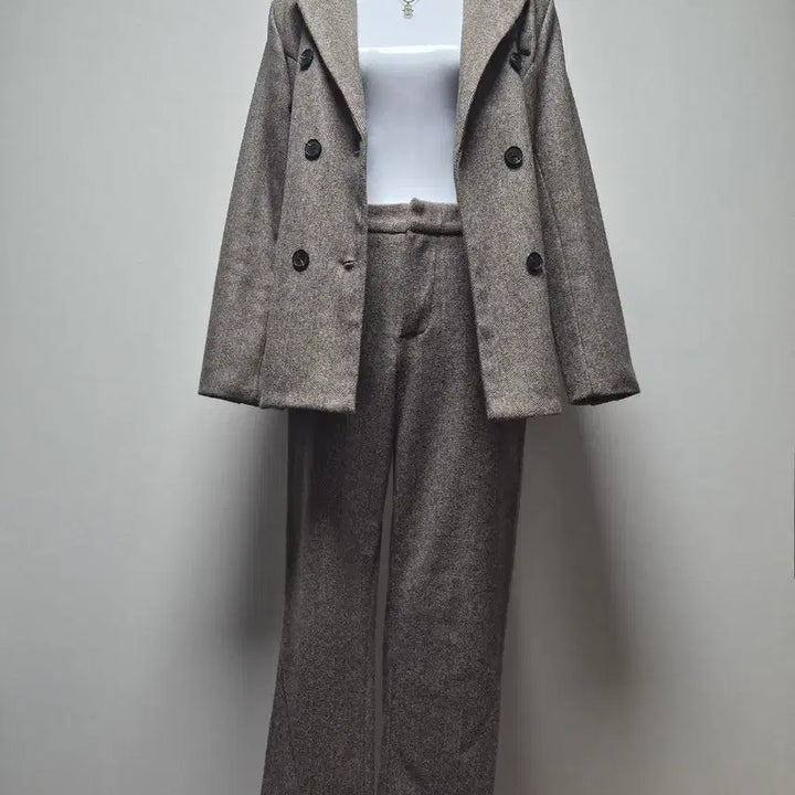 [BUNJANG] Herringbone Double Button Jacket and Pants Set / 헤링본 더블 버튼 자켓 + 바지 세트