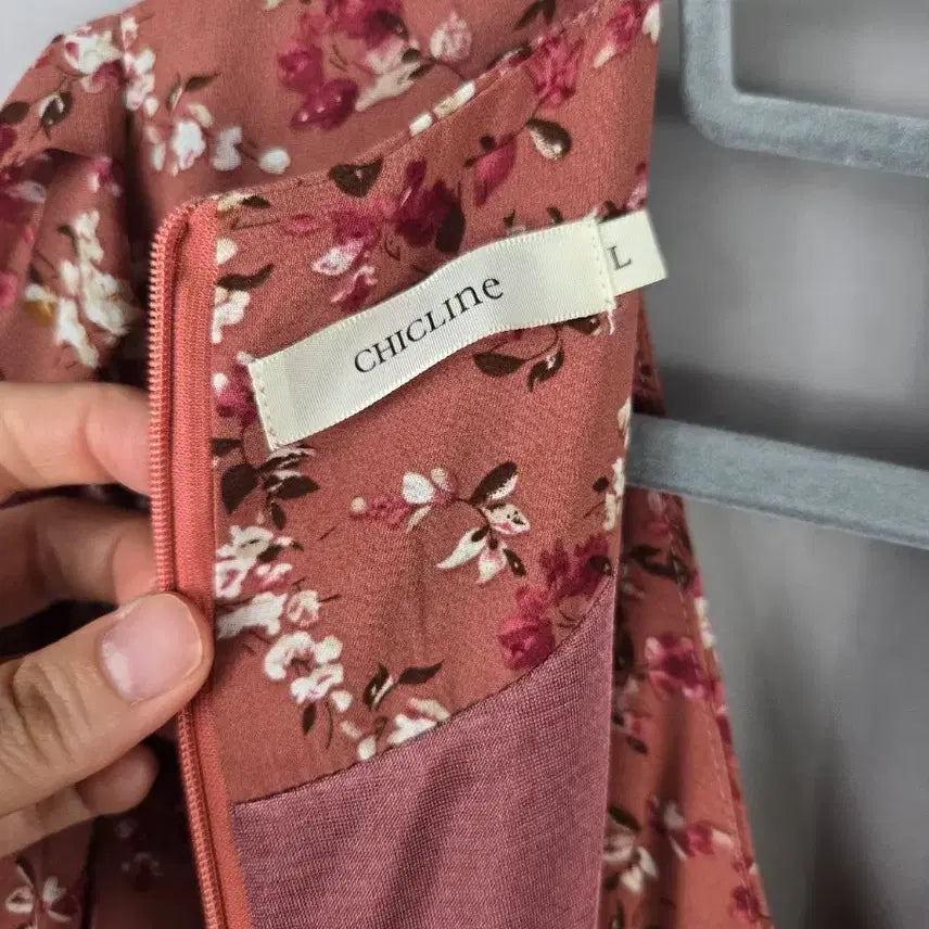 [BUNJANG] Chicline L Pink Floral Chiffon Wrap Long Dress / [무료배송]시크라인 L 여성 플라워 쉬폰 랩 롱 원피스 핑크