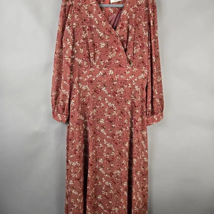 [BUNJANG] Chicline L Pink Floral Chiffon Wrap Long Dress / [무료배송]시크라인 L 여성 플라워 쉬폰 랩 롱 원피스 핑크