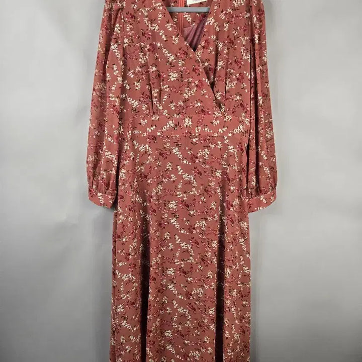 [BUNJANG] Chicline L Pink Floral Chiffon Wrap Long Dress / [무료배송]시크라인 L 여성 플라워 쉬폰 랩 롱 원피스 핑크