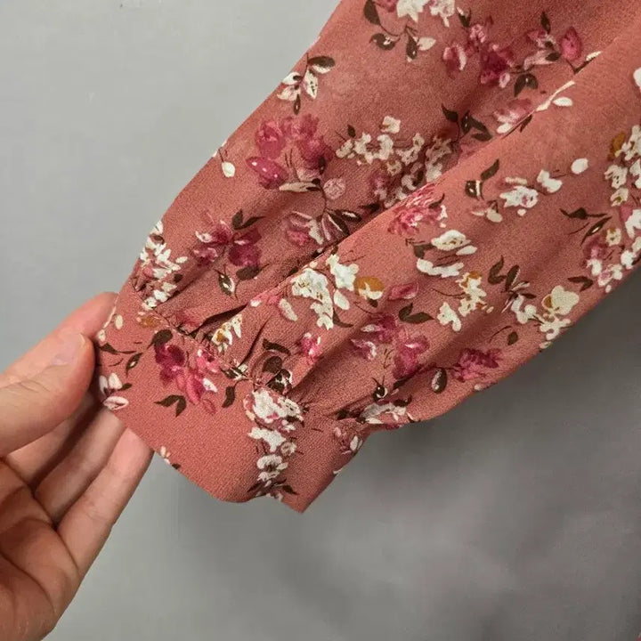 [BUNJANG] Chicline L Pink Floral Chiffon Wrap Long Dress / [무료배송]시크라인 L 여성 플라워 쉬폰 랩 롱 원피스 핑크