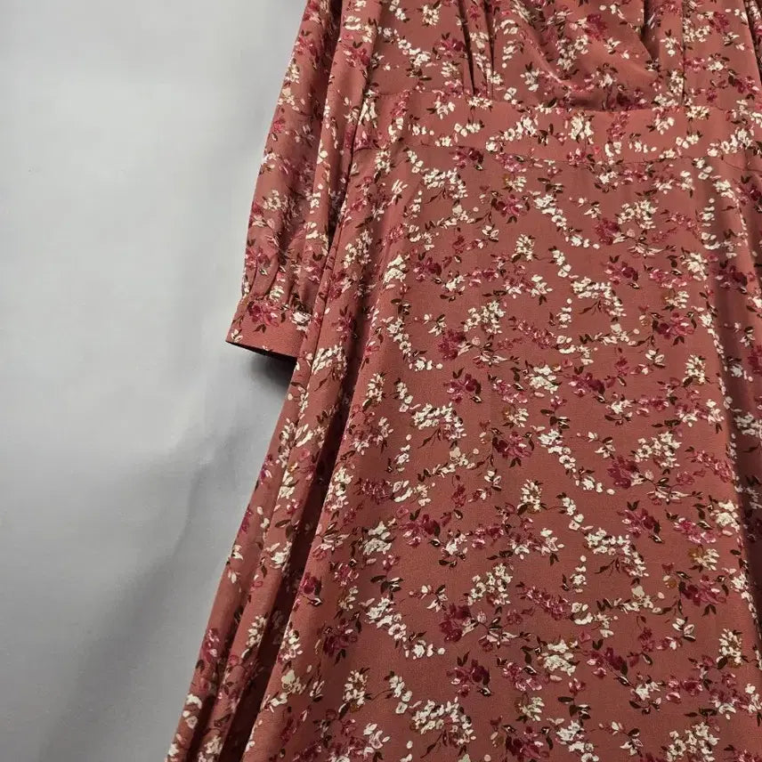 [BUNJANG] Chicline L Pink Floral Chiffon Wrap Long Dress / [무료배송]시크라인 L 여성 플라워 쉬폰 랩 롱 원피스 핑크