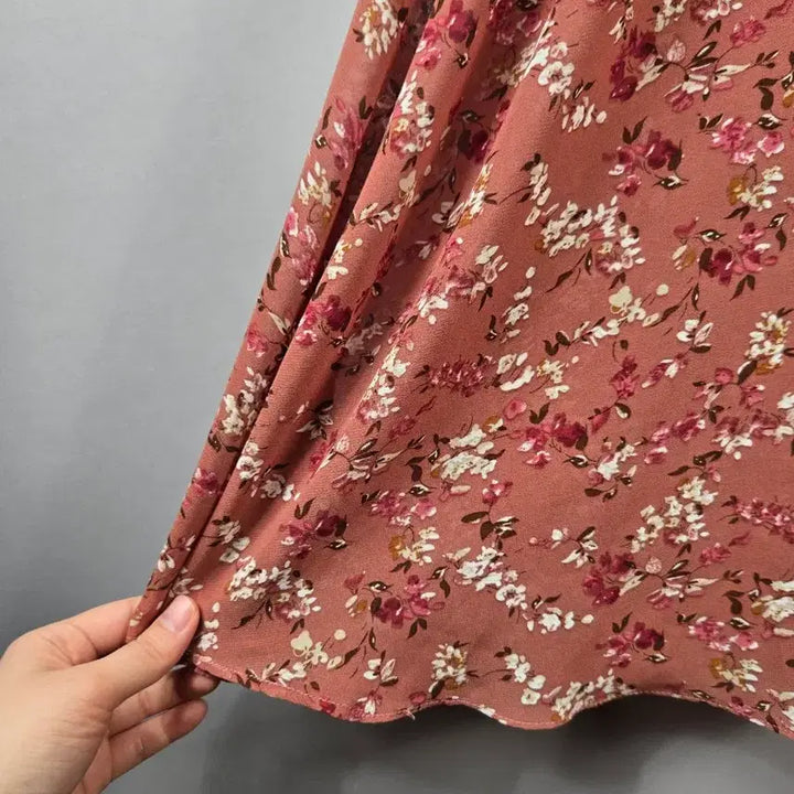 [BUNJANG] Chicline L Pink Floral Chiffon Wrap Long Dress / [무료배송]시크라인 L 여성 플라워 쉬폰 랩 롱 원피스 핑크