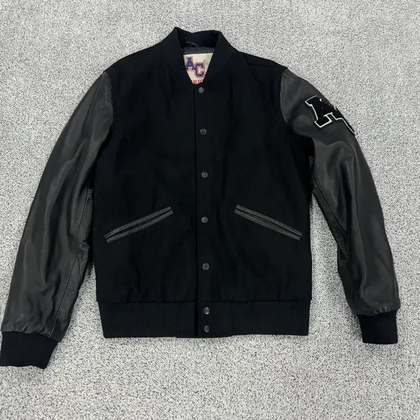 [BUNJANG] American College Leather Varsity Jacket / 아메리칸콜리지 레더 바시티