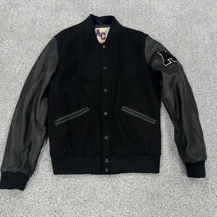 [BUNJANG] American College Leather Varsity Jacket / 아메리칸콜리지 레더 바시티