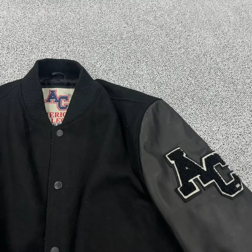 [BUNJANG] American College Leather Varsity Jacket / 아메리칸콜리지 레더 바시티