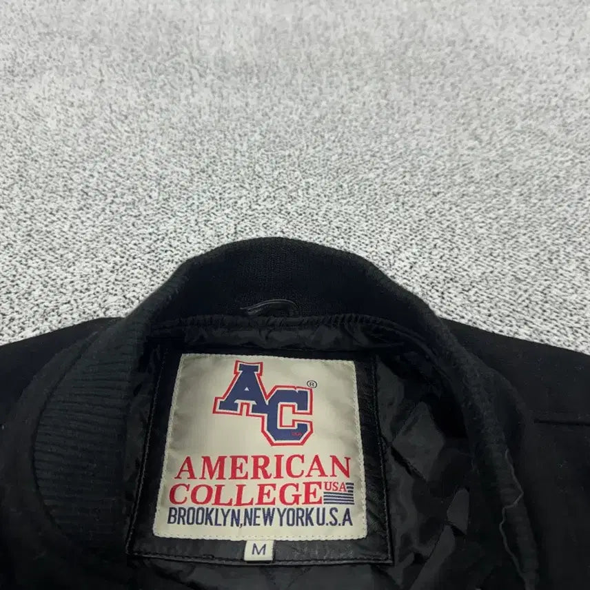 [BUNJANG] American College Leather Varsity Jacket / 아메리칸콜리지 레더 바시티