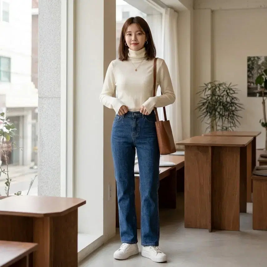 [BUNJANG] Nilby P Ivory Turtleneck Knit Sweater / Nilby P[닐바이피] 소매 트임 터틀넥 니트