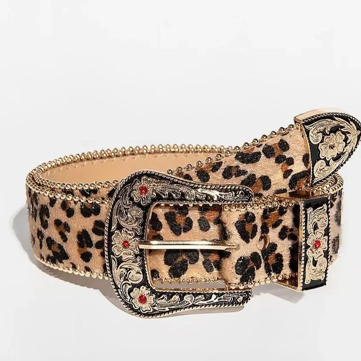 [BUNJANG] Leopard Pattern Western Belt / 레오파드 패턴 웨스턴 벨트
