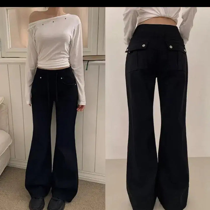 [BUNJANG] Unbranded Bootcut Training Pants Black / 백포켓 부츠컷 팬츠 트레이닝 블랙