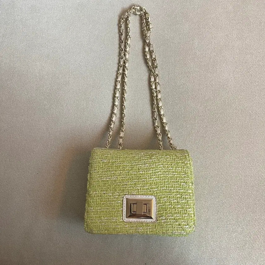 [BUNJANG] Vintage Tweed Chain Bag Crossbody Shoulder Bag / 빈티지 트위드 체인백 크로스백 숄더백