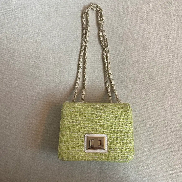 [BUNJANG] Vintage Tweed Chain Bag Crossbody Shoulder Bag / 빈티지 트위드 체인백 크로스백 숄더백