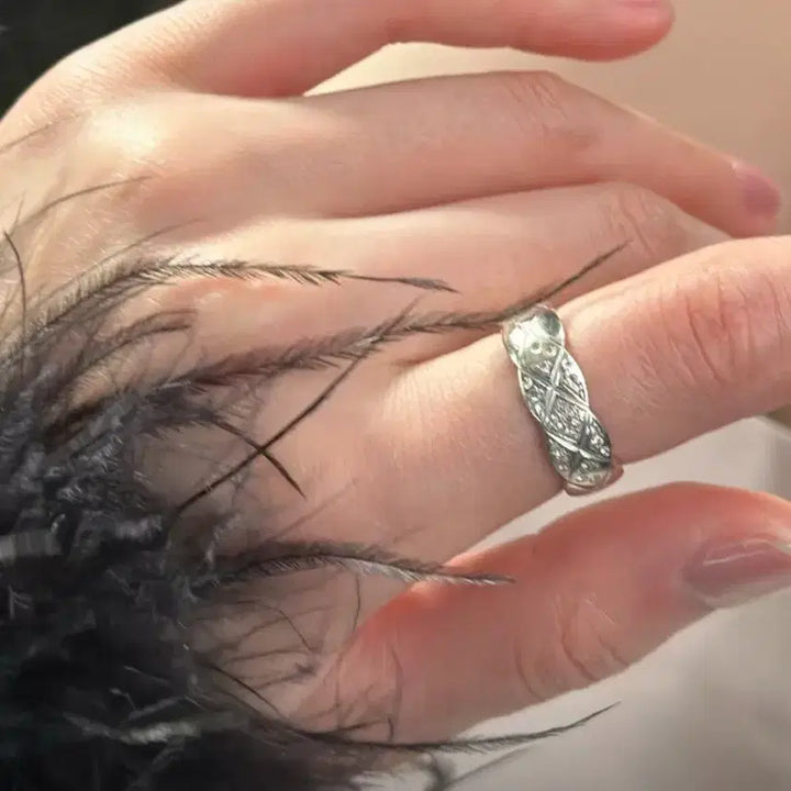 [BUNJANG] Chanel Classic Quilted Silver Wide Ring / 샤넬 클래식 퀼팅 실버 와이드 링