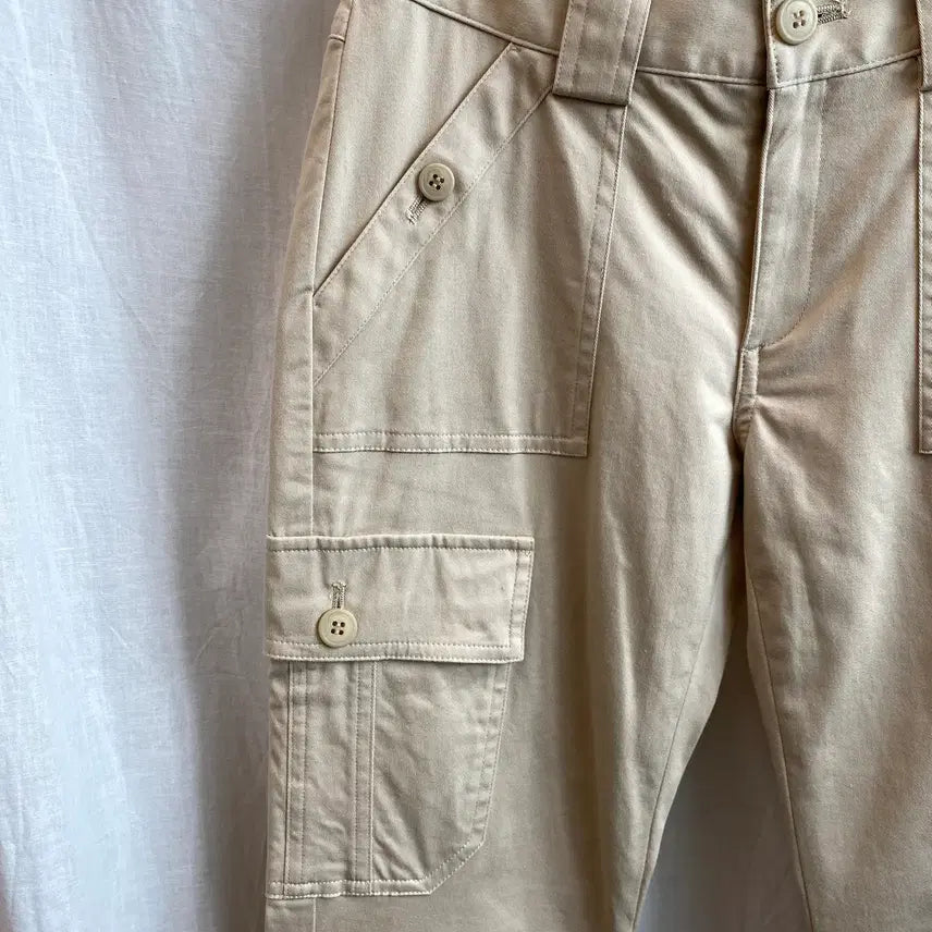 [BUNJANG] ELLE Beige Cargo Straight Pants (24) / ELLE 베이지 카고 스트레이트 팬츠(24)