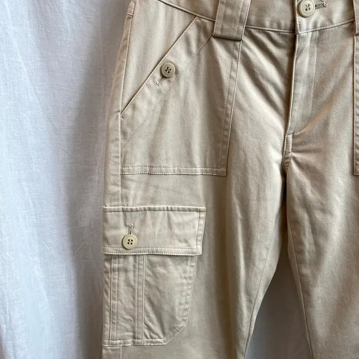 [BUNJANG] ELLE Beige Cargo Straight Pants (24) / ELLE 베이지 카고 스트레이트 팬츠(24)